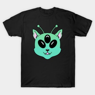 Alien Cat Green Cute Kawaii Animal T-Shirt